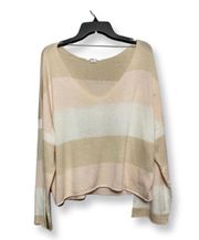 O’neill Womens Pullover Sweater Neutral Color Block Long Sleeve V-Neck XL New