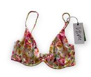 VDM Revolve Isla Watercolor Floral Print Underwire Swimwear Bikini Top Large