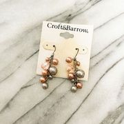 Croft & Barrow Earrings Pink Grey Pearl Dangle Drop