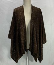 MIXIT Brown Open Front Shawl Poncho Sweater One Size