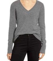 Halogen Cashmere Grey V Neck Sweater