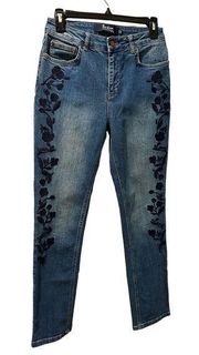 BODEN The Cavendish Girlfriend embroidered floral med wash denim jeans-sz 4