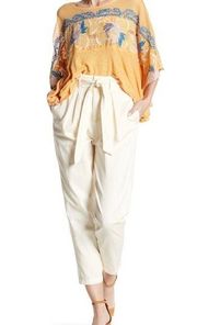 FREE PEOPLE High Waisted ‘90S Peg Paperbag Pants in Creme- Size 8