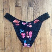 black floral high leg bikini bottoms