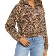 BP Print Fleece Pullover In Tan Dale Leopard Fleece Zip Large L NWT