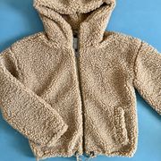 Teddy Bear Tan Sherpa Hooded Zip Up Bomber Jacket