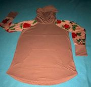 LULAROE hoodie rose floral print pouch pocket soft long sleeve NEW size S