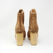 Veronica Beard Decker Suede Studded Embellished Clog Wooden Heel Booties Shoes 