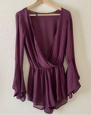 Indah Parnell Purple Bell Sleeve Romper