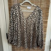 Women’s Adrienne Top Size Large Cheetah Blouse Shirt
