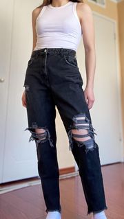 Ripped Mom Jeans Black
