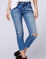 Free People Distressed Medium Wash Ankle Jeans