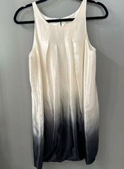 Club Monaco Silk Dress White Black Ombré Bubble Hem Dress Size 10