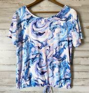 NWT Blue Marble Print Soft Short Sleeve Top XL