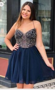 NWT size 6  by Blush beaded navy homecoming dress