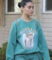 BOYS LIE GOODBYE LIGHT GREEN CREWNECK SWEATER OS