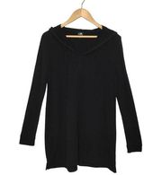 Cable & Gauge Long Sleeve Drawstring Hoodie Banded Bottom Split Dress Black M