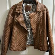 BB Dakota Brown Quilted Faux Leather Moto Jacket