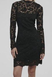 Derek Lam 10 Crosby Britney Long Sleeve Lace Mini Dress Black Women's Size 6