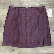 Free People 16” High Rise Faux Leather Berry Purple Skirt Size 8