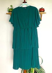 Shein Curve 2X Cascading Emerald Green Tiered Flowy Dress New Without Tags