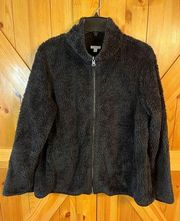 Sonoma Womens Fleece Jacket Sz XL Black Fleece Zip Front Casual Activewear (3254