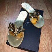Nuvorock Metallic Gold Wing Flat Thong Sandals CRUEL
