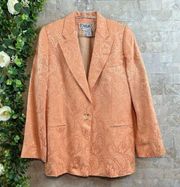 Carlisle  Blazer Jacket Skirt Top 3pc Set Formal MOB Beaded Peach Paisley Size 10