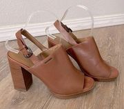 Coach leather brown Brady chunky sling back heels 7 B