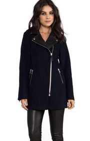 Mackage Phyllis Coat in Navy Leather Collar Sz XS