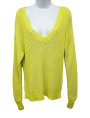 PINK Victoria's Secret Heritage V-Neck Oversized Long Sleeve Neon Knit Sweater