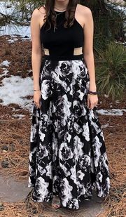 Black And White Floral Prom Dress