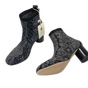 New Sanctuary Rhythm Leather Sock Rounded Block Heel Pull On Ankle Boot | 6.5