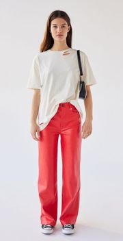 UO High & Wide Faux Leather Pant