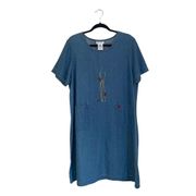 Blair Ladybug Embroidered Denim Jean Dress XL