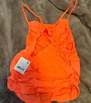 Free People NWT FP Movement Shirr Enough Crop Tank Medium neon coral