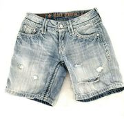 Rock revival Alanis distressed denim shorts sz 24