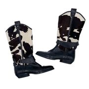 Vintage Joan and David Couture Women's Cow Print Calf Hair Leather Cowboy Boots