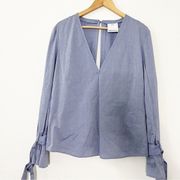 C/Meo Collective Chambray Blue Long Sleeve Blouse