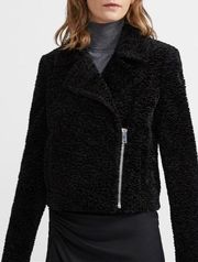 Theory Faux Fur Slim Moto Jacket