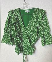 WAYF floral ruffle print wrap top Size XL