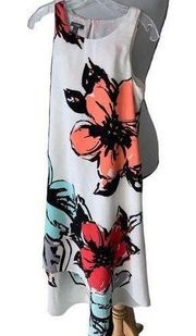 Muse floral lined ruffle accent sleeveless keyhole pullover maxidress size 2