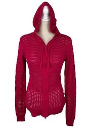 NEW Gander Mountain Guide Series Mesh Full Zip Sweater Size‎ S Hooded Pink Red