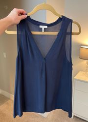 Navy Silk Tank