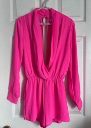 kaycie drape neck romper XS Hot Pink