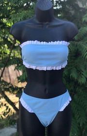 Ruffle Bandeau Two Piece Bikini Size Small