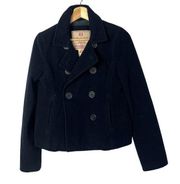 Abercrombie & Fitch Y2K Navy Blue Wool Double Breasted Peacoat S