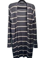 Doe & Rae Grey & White Striped Cardigan Size Large