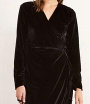 Apostrophe stretch black velvet wrap dress