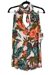 ONeill X Natalie Off Duty Emma Floral Halter Tie Cutout Sleeveless Romper NWT XS